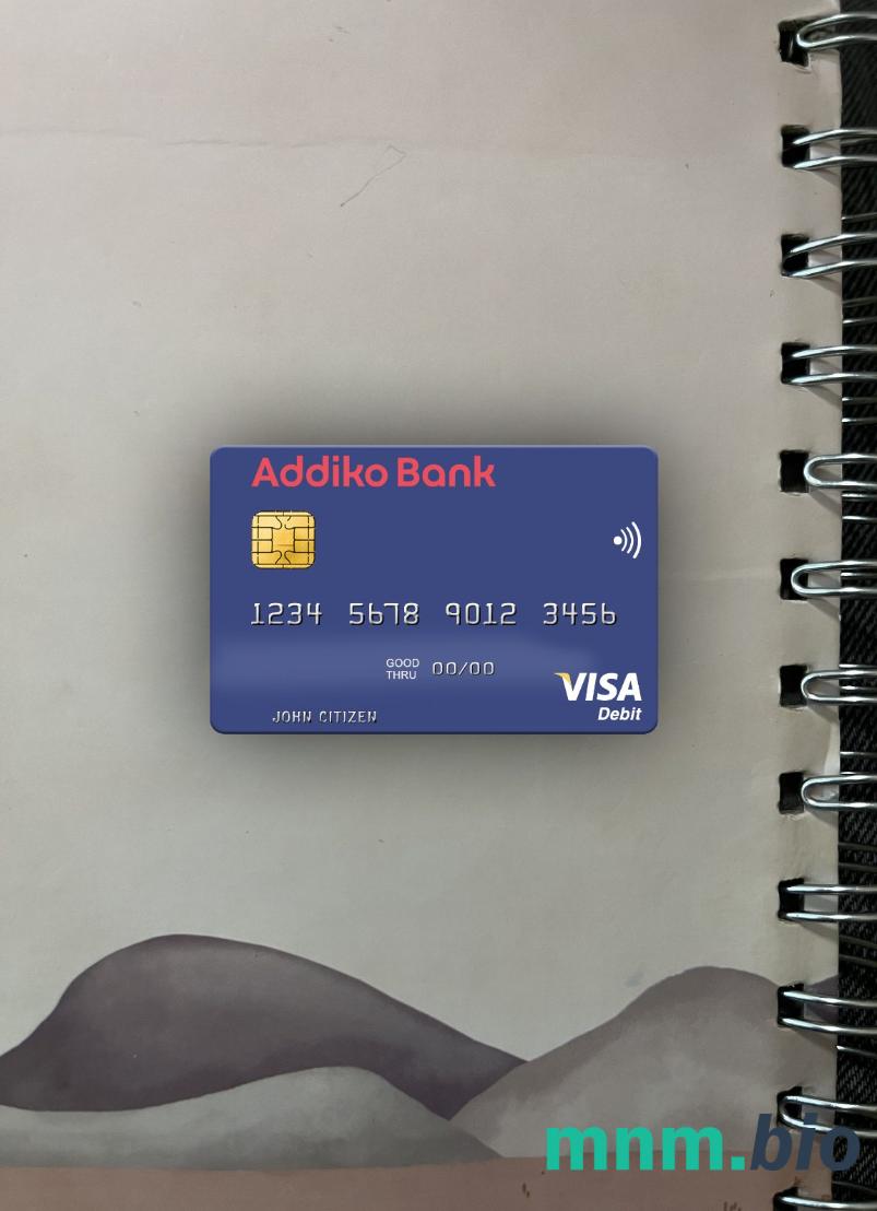 Slovenia Addiko bank visa obciążyć card wygląd fotograficzny skan PSD + zdjęcie